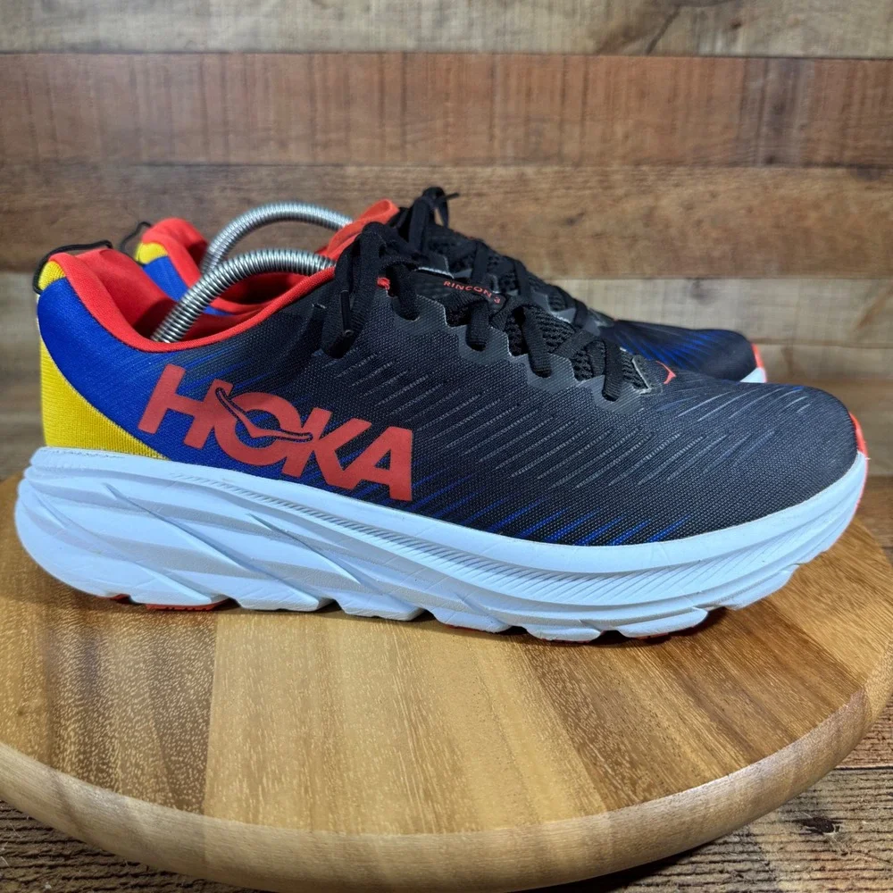 Hoka Rincon 3 Men 11.5 Black Blue Running Shoes Sneaker 1119395 BDGB Athletic